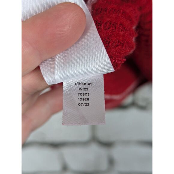 LOFT Striped Waffle-Knit Mock Neck Sweater Red White Transitional Size XL - Picture 8 of 8